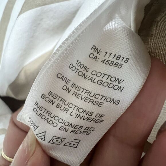 Michael Kors Mens Shirt Size XL White Beige Striped Button-Up Long Sleeve - Picture 7 of 7